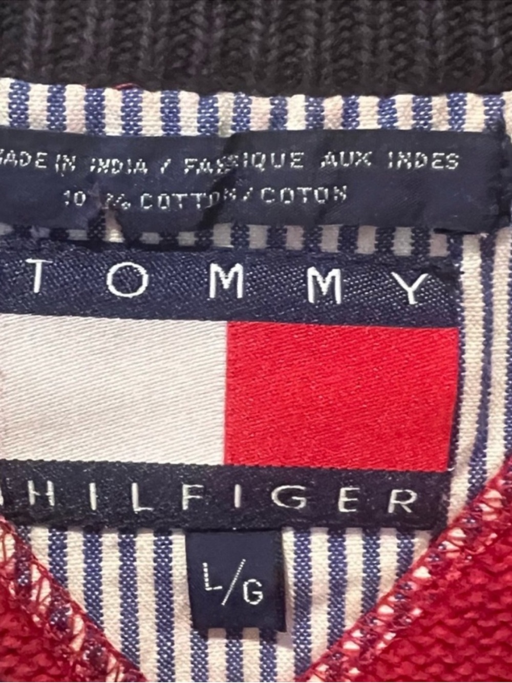 Tommy Hilfiger Mens Red 100% Cotton Crewneck Crest Sweater Large - Picture 3 of 9